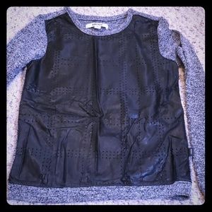 Dkny leather pullover sweater